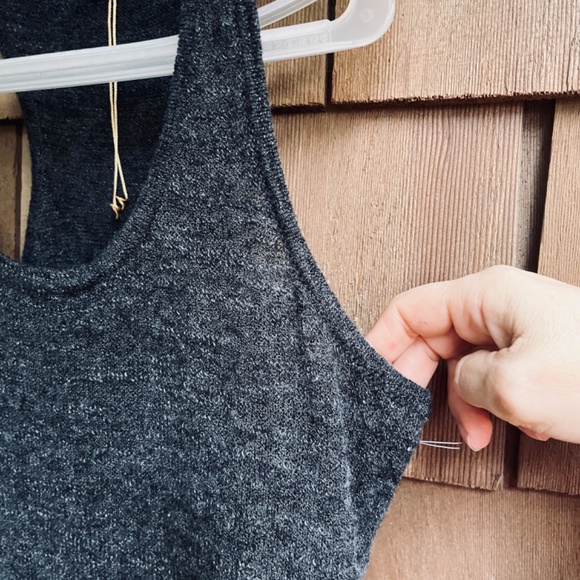 Minnie Rose Tank Top Tunic Size S Linen Dark Gray Melange Knit Casual Soft - Picture 3 of 11